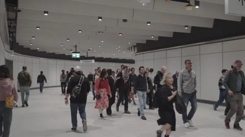 Passengers Walk Through State Library Station Walkway Stock Footage 322075999