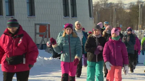 Passengers walking by in Alta Stock Footage 156277418