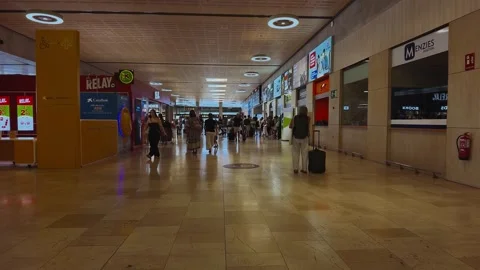 Passengers Walking Through Terminal at Tenerife North-Ciudad de La Laguna Stock Footage 344250087