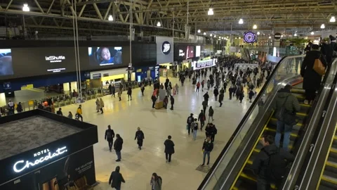 Passengers in Waterloo Train Station Stock Footage 265904349