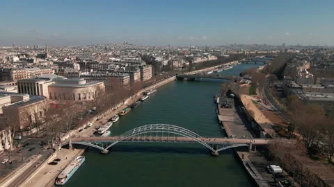 Passerelle Debily - Paris - Drone shot Stock Footage 178959636