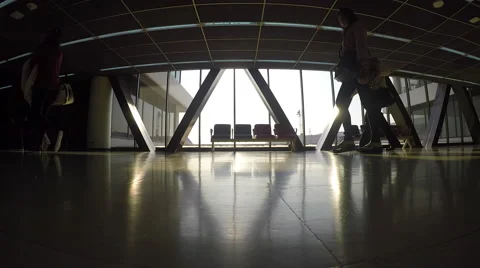 Passers-By in Passage of Modern Building Stock Footage 61238602