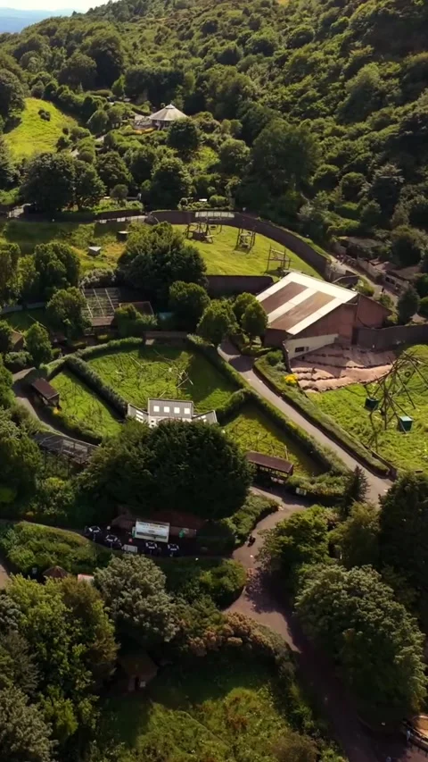 Passing 60FPS vertical social ratio aerial video of Belfast Zoo and Cavehill in Stock Footage 342094642