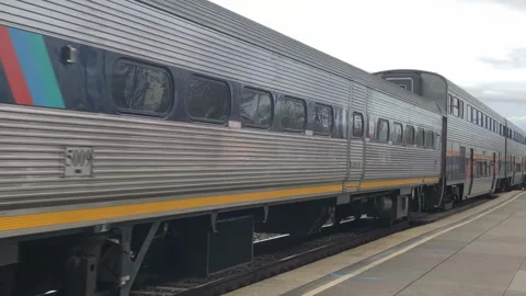 Passing Amtrak passenger train, Berkeley, CA Stock Footage 256499136