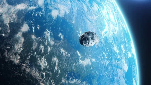 A passing asteroid to planet Earth. The concept of safe space and Threats to  Stock-Footage 240535090