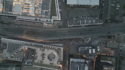 Passing between Buildings over Towers London Stock Footage 306595173
