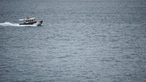 Passing boat Stock Footage 97538606