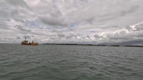 Passing a boat at sea 스톡 동영상 284269846