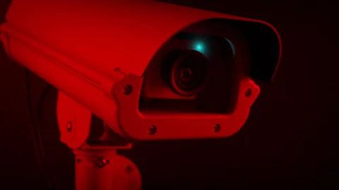 Passing CCTV Camera In Red Security Light Stock Footage 339299750