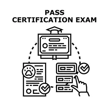 Passing certification exam process obtaining professional qualification Stock Illustration