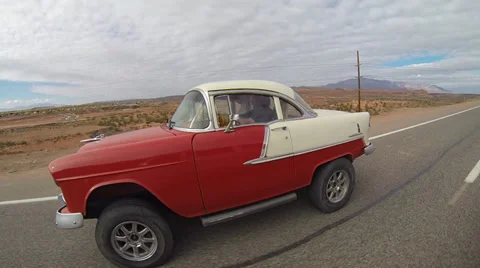 Passing A Classic Car Stock Footage 34694223