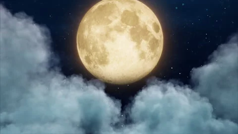 Passing Clouds to the Moon Stock Footage 286405237