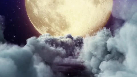 Passing Clouds to the Moon Stock Footage 295012521