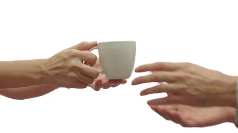 Passing Coffee Cup Isolated on White Stock Footage 42824616