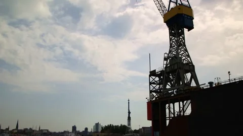 Passing by cranes Stock Footage 276543015