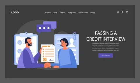 Passing a Credit Interview concept. Flat vector illustration. 스톡 일러스트