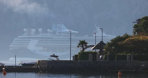 Passing a cruiser beyond the coast Stock Footage 114793919