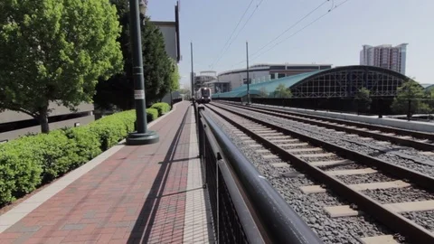 Passing Down Town Train Charlotte NC  Stock Footage 84275563