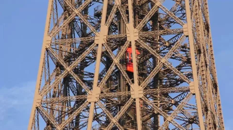 Passing Elevator - Eiffel Tower Stock Footage 37675699