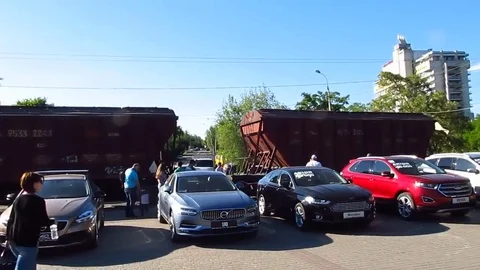 Passing freight train Stock Footage 83130988