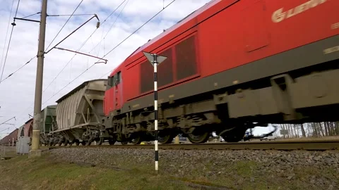 Passing freight train. Stock Footage 254329234