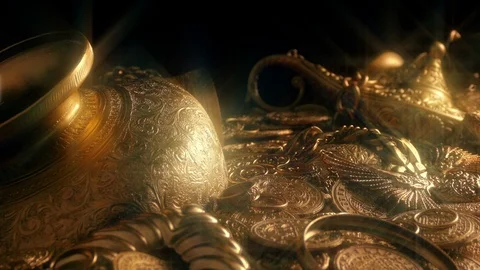 Passing Gold Treasure Pile Sparkling Stock Footage