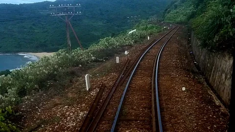 Passing the Hai-Van-Pass on Rails Stock Footage 117923003