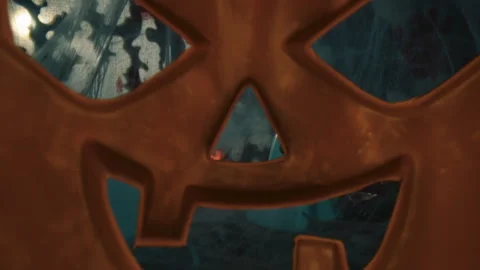 Passing Into An Halloween Pumpkin empty Face Stock-Footage 252643926
