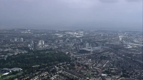 Passing High Over Cardiff Stock Footage 65445283