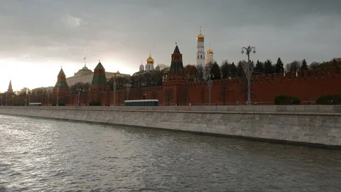 Passing by Kremlin in the Summer Evening Stock Footage 101825006