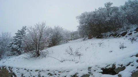 Passing a ledge covered with snow 스톡 동영상 124608253