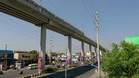 Passing Light Rail Transit Train in Manila Philippines Stock Footage 236591591