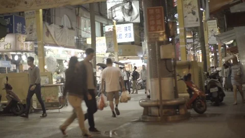 Passing by a market at night Stock Footage 85812782