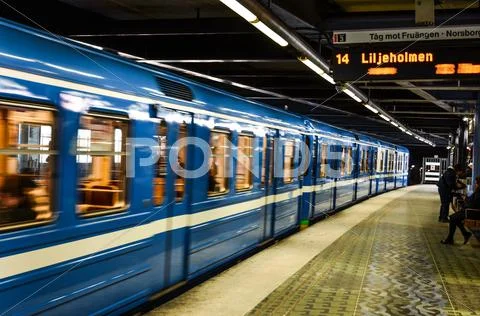 Passing metro train Stock Photos