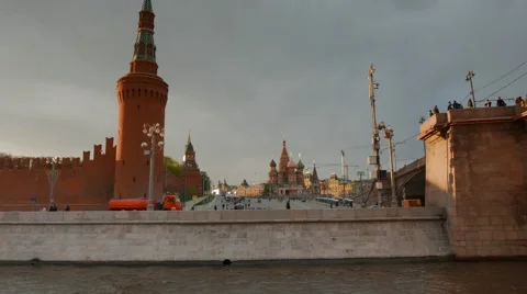 Passing by Moscow's Famous Red Square on a Boat. Video stock 64238129