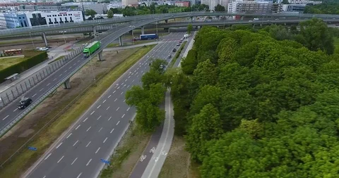 Passing Multi-Lane Road. Aerial Shot Stock Footage 89862339