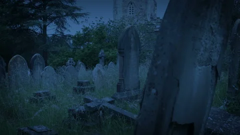 Passing Old Graves In Windy Cemetery At Dusk Vídeo Stock 160202928