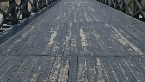 Passing Old Wood Bridge Stock Footage 110839874