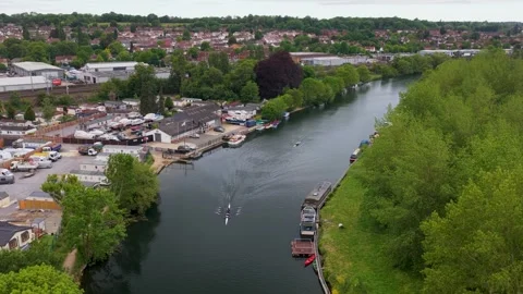 Passing over River Thames and row boat Reading Stock-Footage 336336172