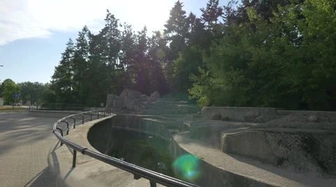 Passing by a paddock for bears next to Solidarity alley in Warsaw Stock Footage 56443710