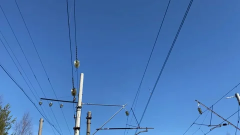 Passing passenger electric train. Train in the forest. 4K Stock Footage 131170259