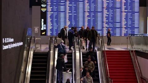 Passing passengers on the escalator. Stock Footage 226632710
