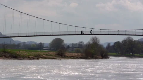 Passing people on a bridge Stock Footage 36525993