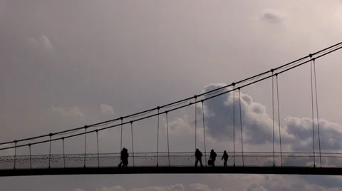 Passing people on a bridge Stock Footage 36658400