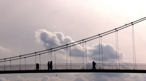 Passing people on a bridge Stock Footage 36803920