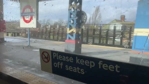 Passing Platform On Train From Heathrow Airport To Central London Stock Footage 154143165