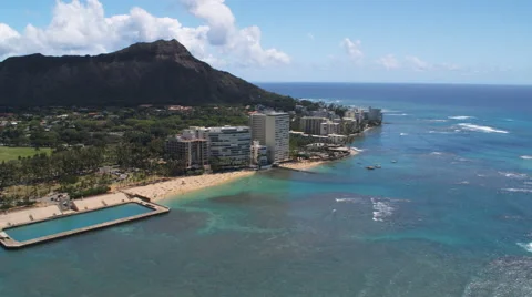 Passing resorts near Diamond Head. Shot in 2010. Stock Footage 59357229