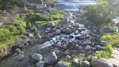 Passing the River and Water Fall Stock Footage 146999617