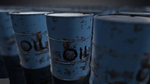 Passing by Rows of Barrels with Oil Vídeo Stock 72721564