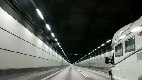 Passing a RV in a tunnel Stock Footage 154262668